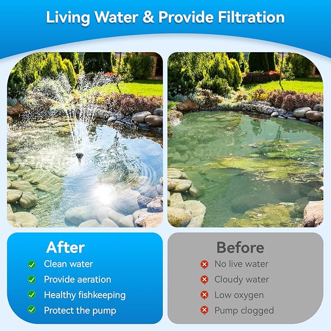 POPOSOAP Pond Filter with Pump Fountain Kits Built-in UV Clarifier, 660GPH/40W Pond Filters for Outdoor Ponds Clearing, Garden Fish Tank, Aquarium, and Add Water Features