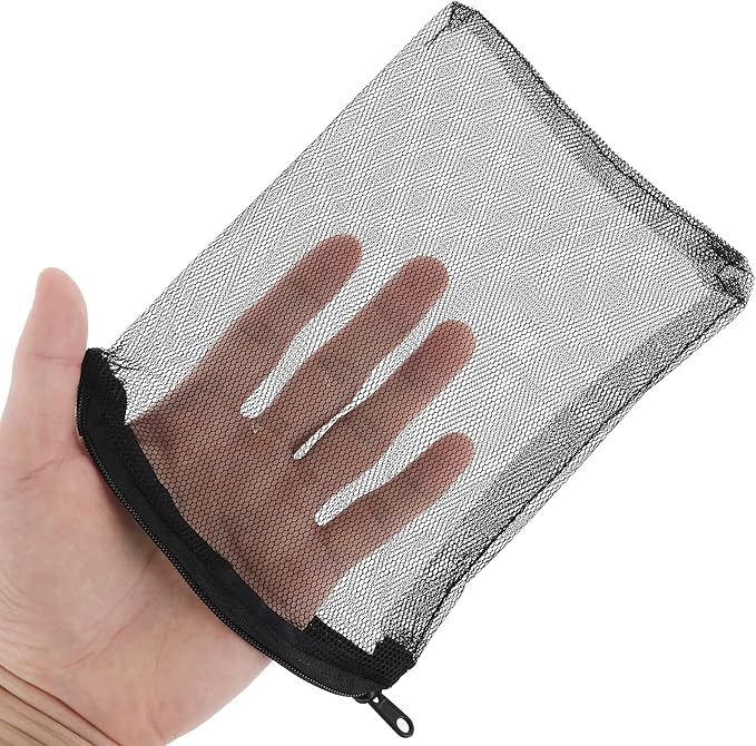 10Pcs Media Bags for Aquarium Fine Mesh Bag Aquarium Filter Media Bags with Plastic Zipper Suitable for Activated Carbon, Filter Stones, Ceramic Rings(Black)