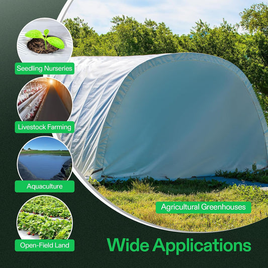 VIVOSUN Black and White Panda Film, 10’ x 50’ 5.5 Mil Poly Film, Blackout Tarp for Warm House