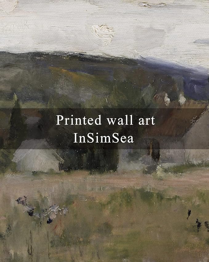 InSimSea Framed Wall Art for Living Room Vintage Landscape Wall Prints Framed Canvas Art Wall Decor Abstract Serene Countryside Scene Wall Prints Mid Century Modern Decor for Bedroom Office 16x24in