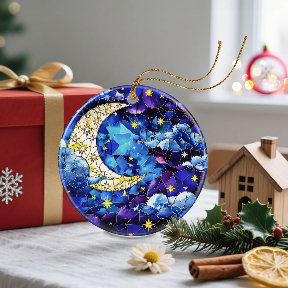 Christmas Ornament, Christmas Decoration, Ceramic-Style Night Sky Ornament, Heirloom Keepsakes, Holiday Ornaments, Holiday Presents, Unique Xmas Gifts, Gift Exchange Ornaments, Gift Idea
