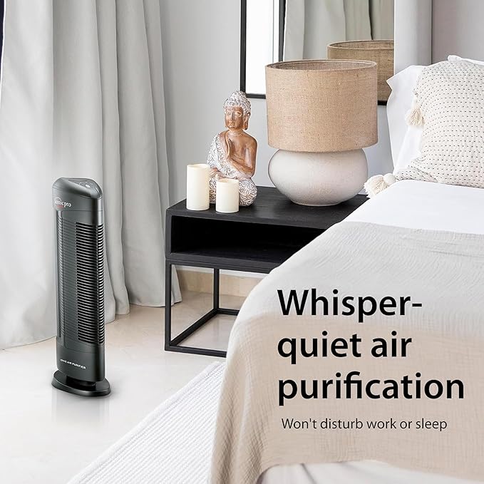 Ionic Pro Turbo (TA550) Ionic Air Purifier Tower for Home, Quiet Ionic Filterless Design, Covers Up to 500 Sq. Ft., Removes Odors, Smoke, Dust, and Allergens – Black