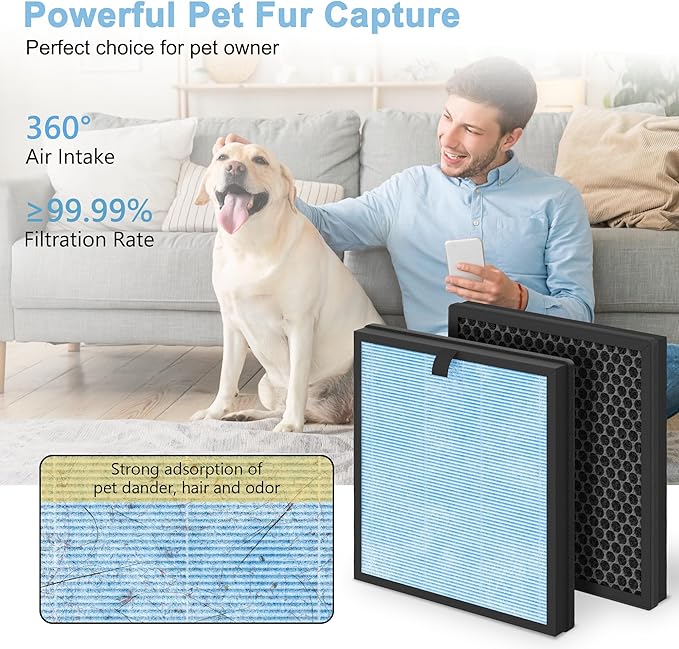 AP303 AP304 Replacement Filters, Compatible with DAYETTE & FRESHDEW Air Purifier AP303/AP304, H14 HEPA Filter with Activated Carbon, 4 Pack (Wildfire Filter)
