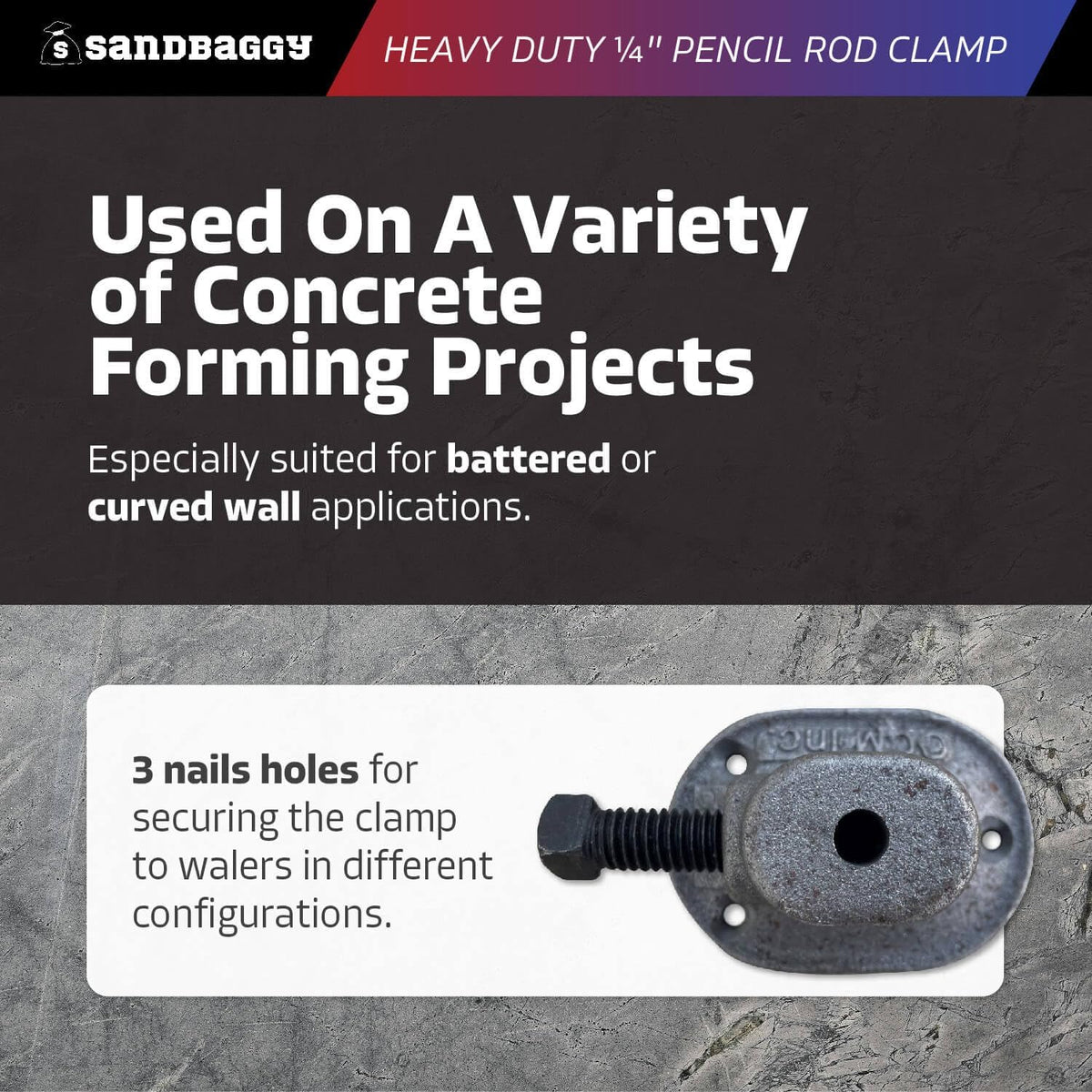 Sandbaggy Heavy Duty 1/4" Pencil Rod Clamp - Reusable Concrete Formwork Clamps - Cast Malleable Iron - Construction Grade Strength & Safety (Heavy Duty, 120, Count)