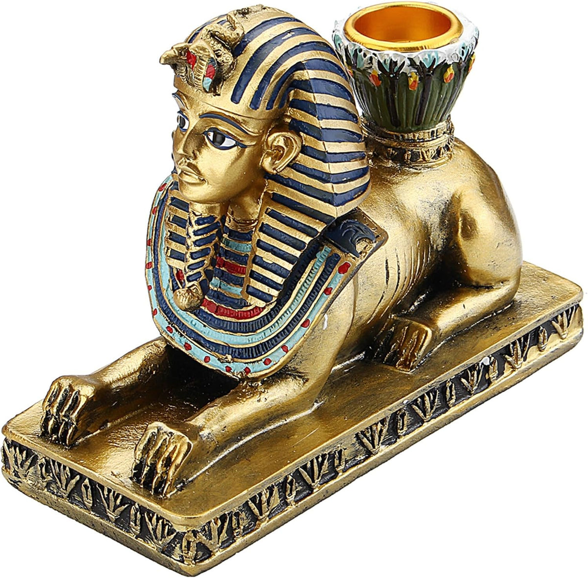 Egyptian Mythology Resin Candle Holder Set 3 Anubis Goddess Sphinx Decor