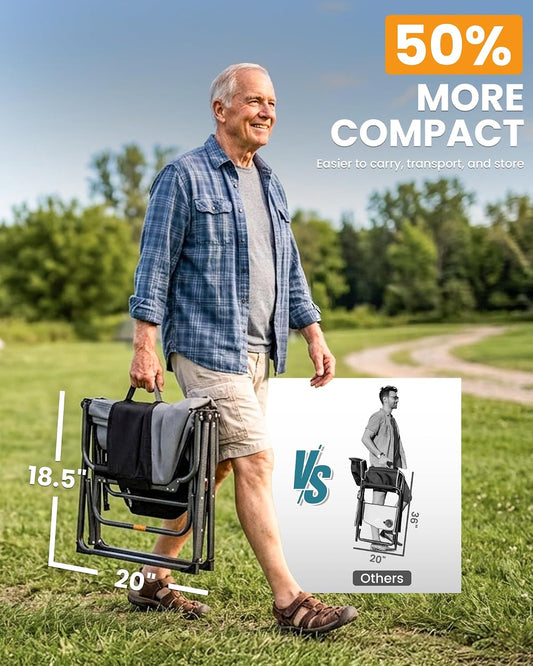 KingCamp Oversized Camping Directors Chair for Big & Tall Heavy Duty 440lbs | Folding Chair with Side Table, Padded Camp Chair Wide Seat,Anti-Sag Fabric, 50% flat fold for Outdoor Sport Lawn Fishing RV
