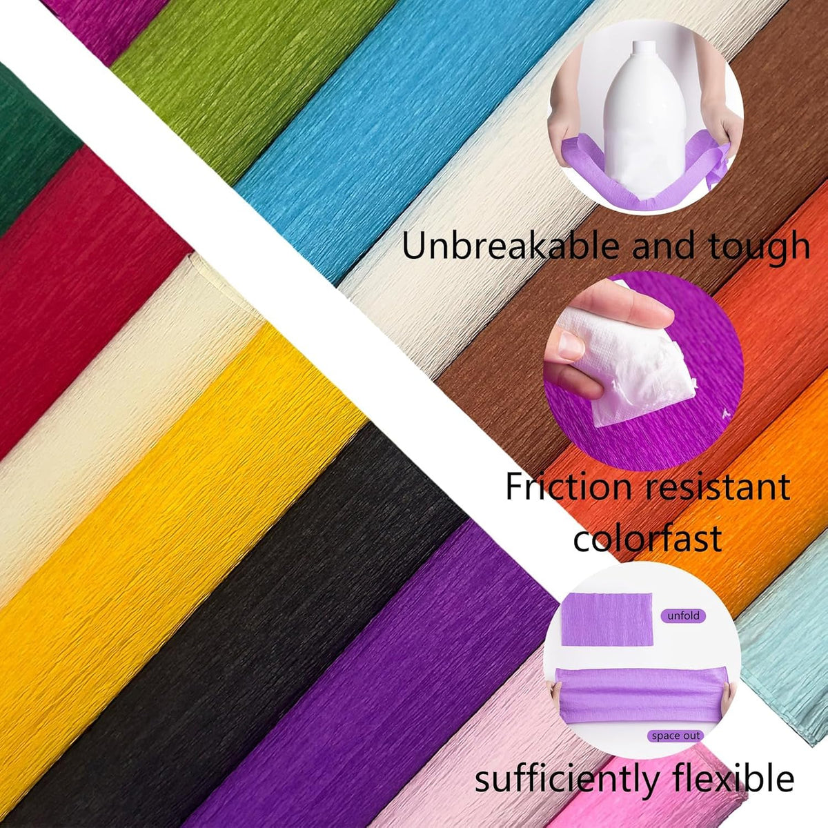 Crepe Paper Roll (17Inch x 8.2Ft/2Rolls), Heavy Papel Crepe Set Multi-Color, Crepe Paper for Birthday Wedding Party Decoration DIY Craft (White cream1)