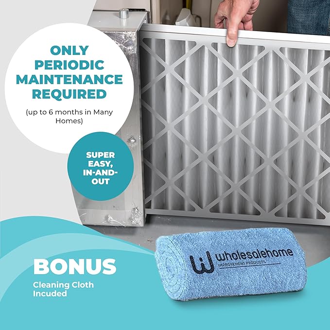 16x20x4 Air Filter Replacement MERV 11, FC100A1003 Pleated HVAC AC Furnace Filters with Wholesalehome Cleaning Cloth, (Actual Size: 15.94 x 19.75 x 4.38 Inches)