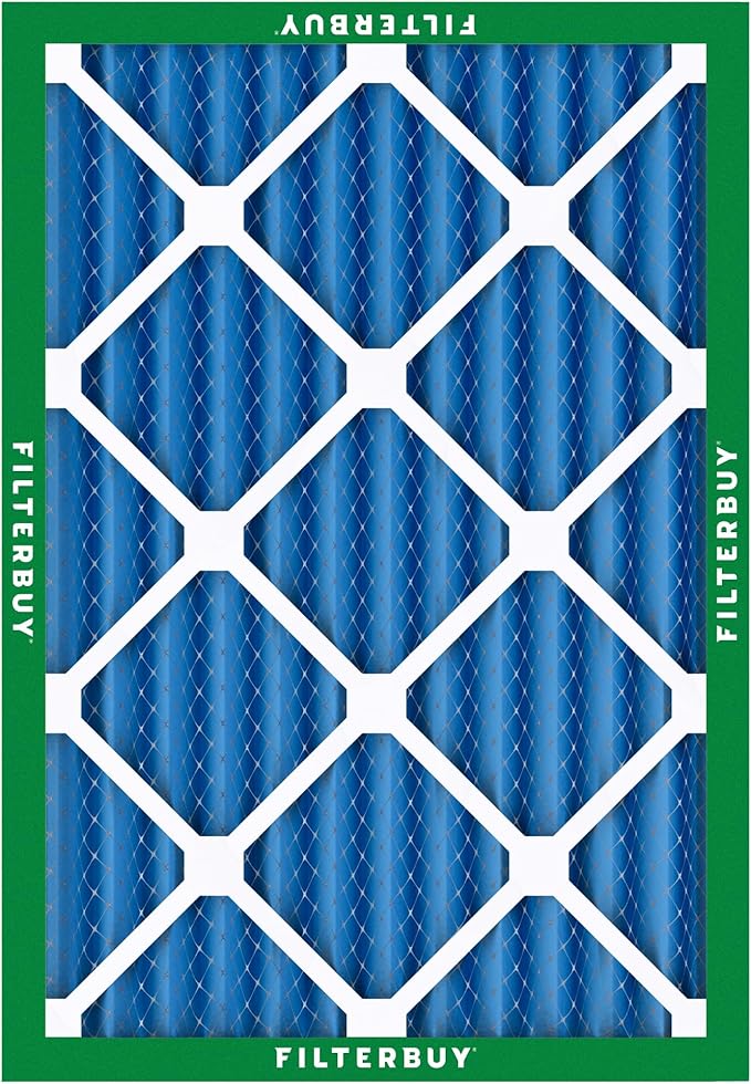 Filterbuy 20x24x2 Air Filter MERV 13 Optimal Smoke & Allergy Defense (3-Pack), Electrostatic Pleated HVAC AC Furnace Filters Replacement, Made in USA (Actual Size: 19.38 x 23.38 x 1.75)