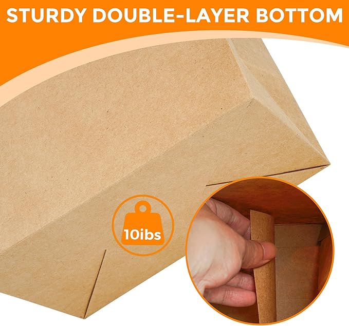 MOXARYSU 3 Pcs Brown Gift Bags with Clear Window: 9.8x5.1x7.1 Inch Medium Kraft Paper Bags with Handle For Party Business Birthday Wedding