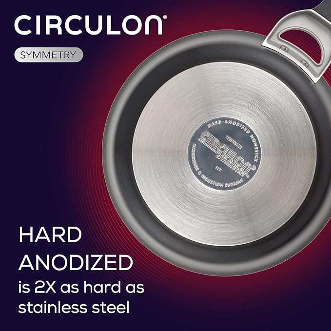 Circulon Symmetry Hard-Anodized Nonstick Frying Pan, 8.5-Inch, Black