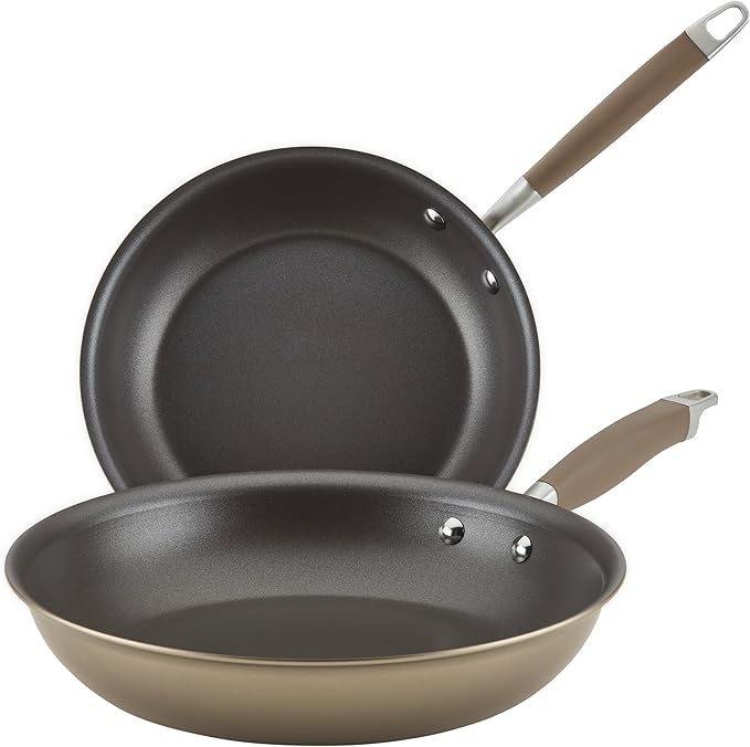 Anolon Advanced Home Hard-Anodized Nonstick Skillets (2 Piece Set- 10.25-Inch & 12.75-Inch, Bronze)
