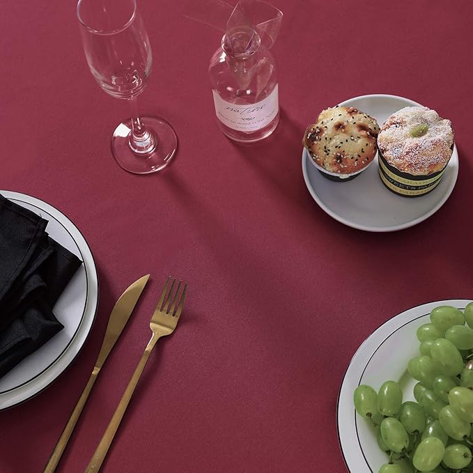 Rectangle Tablecloth 60x120 inch Washable Polyester Fabric Table Cloth for Wedding Party Dining Banquet Decoration(60x120, Burgundy)