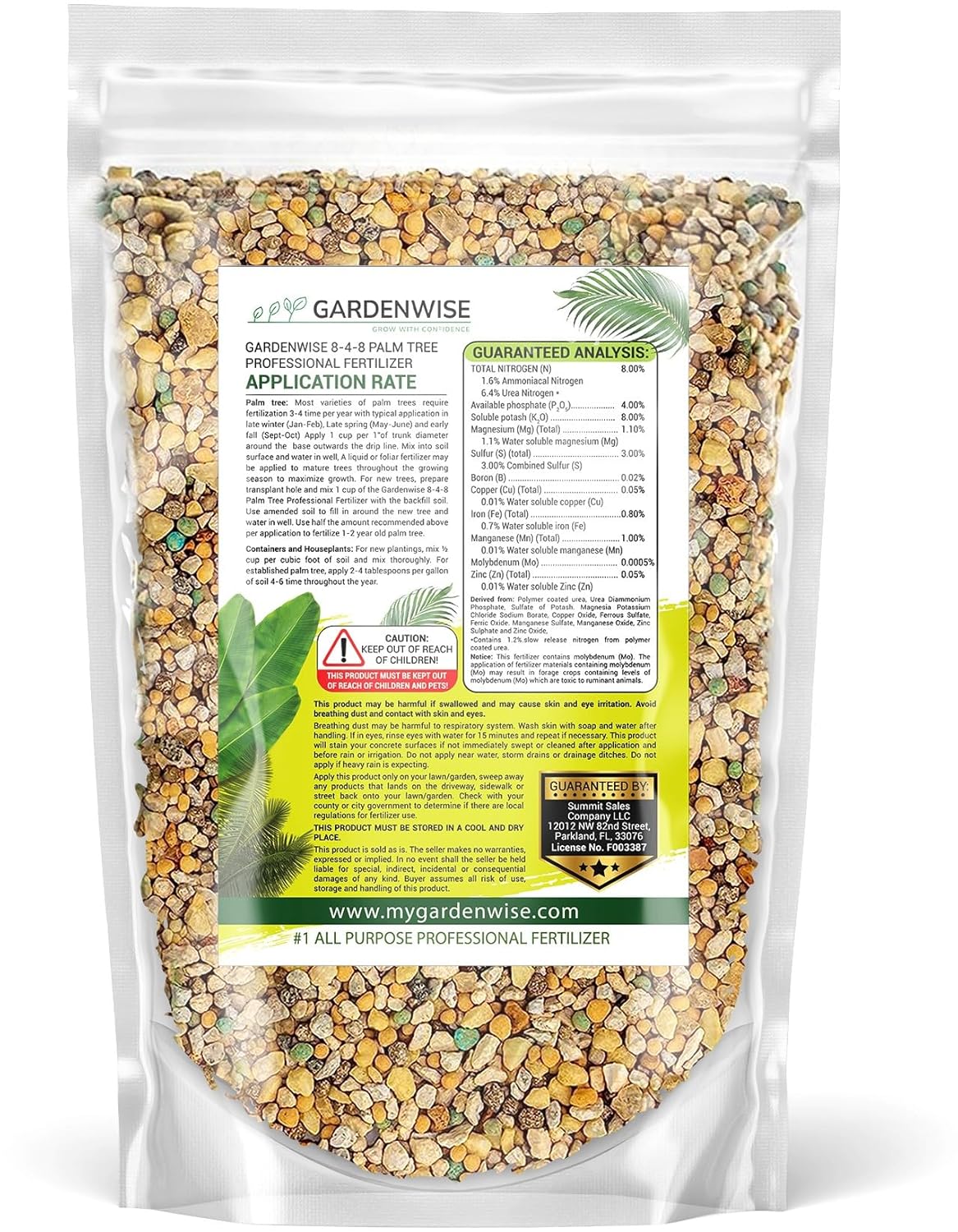 8-4-8 Professional Palm Tree Fertilizer Plant Food; for Indoor Potted Plants and Outdoor Landscape Palm Trees; Quick-Release Nitrogen Fertilizer and Continuous Feeding (2 QUARTS)