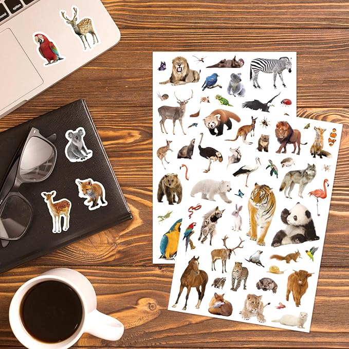 Wild Animals Stickers 750 Count Safari Jungle Animal Woodland Wildlife Zoo Creatures Stickers Party Favors Gifts Sticky Decor for Scrapbook Calendar Planner Gift Wrap Decor