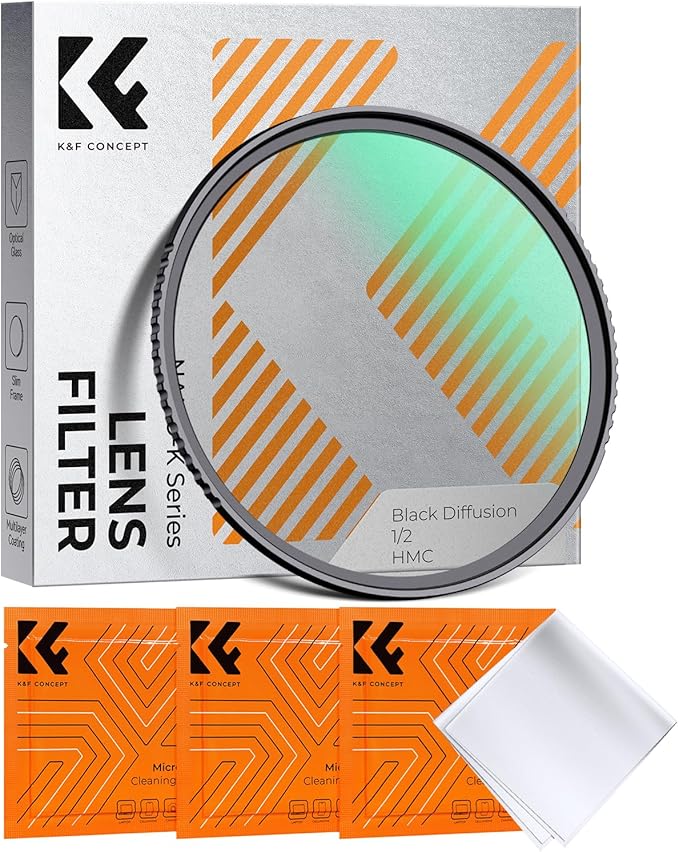 K&F CONCEPT 72mm Black Diffusion 1/2 Filter Mist Cinematic Effect Filter with 18 Multi-Layer Coatings for Video/Vlog/Portrait Photography (K-Series)