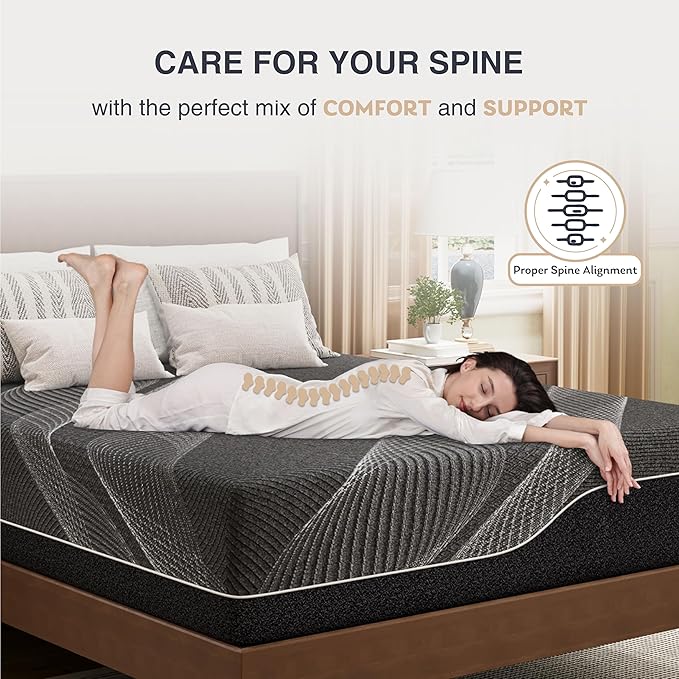 Full Mattress 14 Inch Charcoal Gel Memory Foam in a Box, CertiPUR-US Certified, Fiberglass Free, Cooling Double Mattress, Made in The USA of US Foam, 75" × 54" × 14", Medium