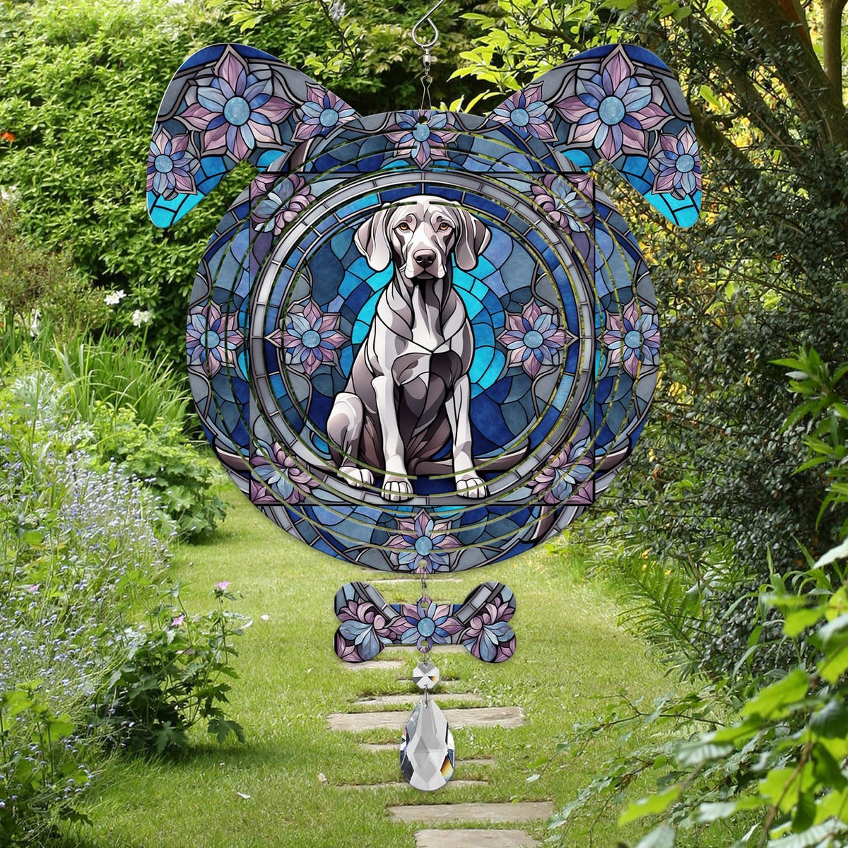 Weimaraner Dog Ears Wind Spinner, Weimaraner Wind Spinner Hanging for Yard and Garden V02