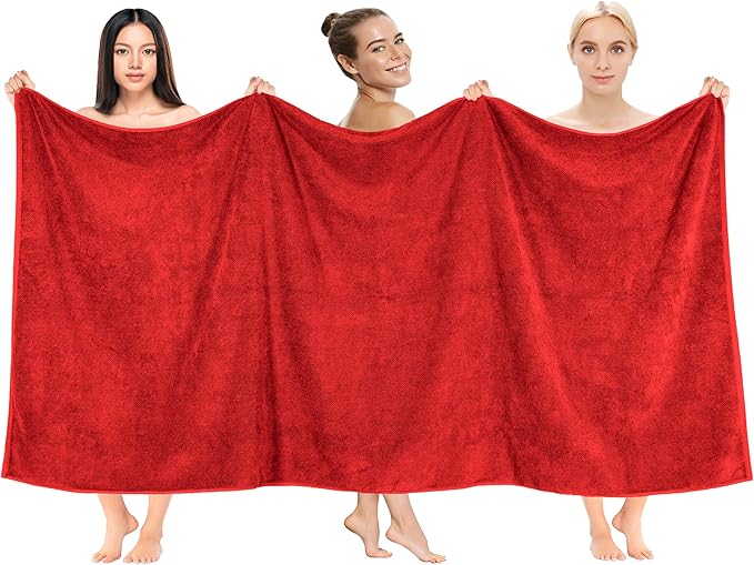Cotton Paradise 100% Cotton 40x80 Oversized Bath Sheet, Extra Large Turkish Bath Towels for Bathroom, Red Bathsheet