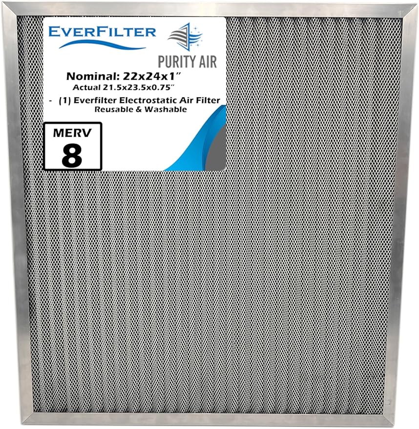22x24x1 Electro-static Air Filter (1-Ct) AC Furnace Filter, Reusable & Washable 4-Stage Electrostatic Filter for Residential and Commerical HVAC (Actual Size:21.50 x 23.50 x 0.75 Inches)