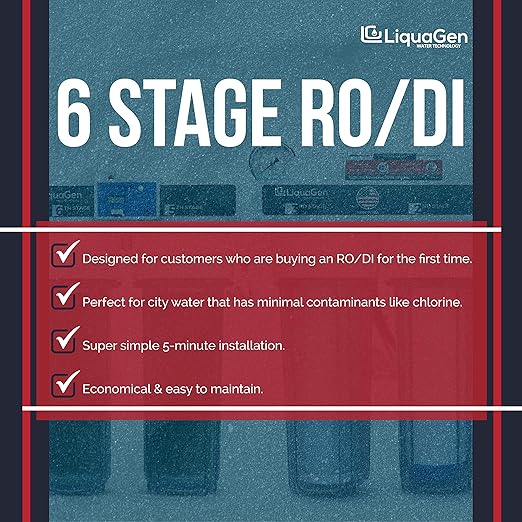 LiquaGen- Aquarium Reef Reverse Osmosis Deionization (RODI) Water Filter System + TDS Meter, Pressure Gauge and Electrical High Flow Booster Pump| Ultimate Water Purifier for Fish Tanks & More