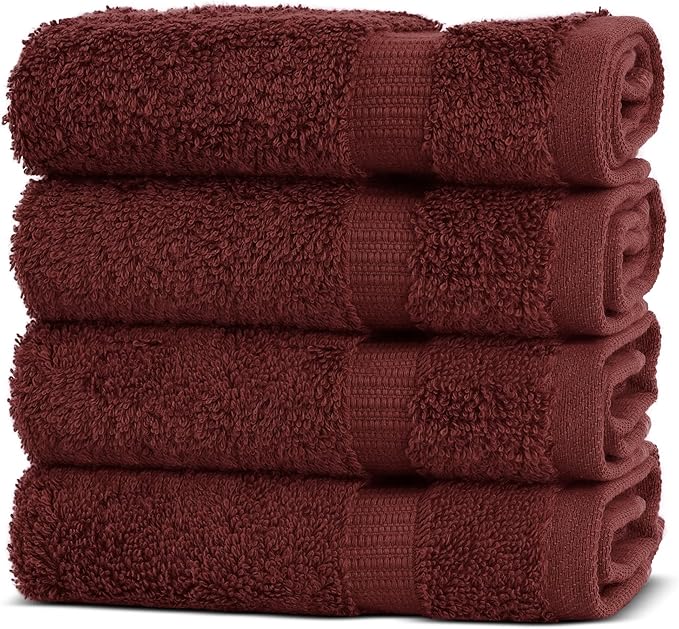 Chakir Turkish Linens | Hotel & Spa Quality 100% Cotton Premium Turkish Towels | Soft & Absorbent (4-Piece Washcloths, Cranberry)