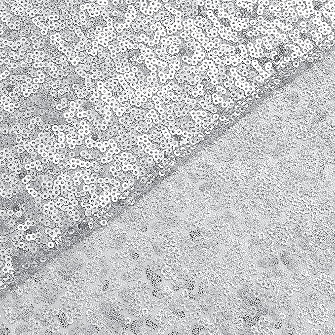 Sugargirl Silver Sequin Backdrop Curtain 2FTx8FT Glitter Background Drapes Sparkle Photography Backdrop for Party Wedding Birthday Wall Decor(2 Panels,Silver