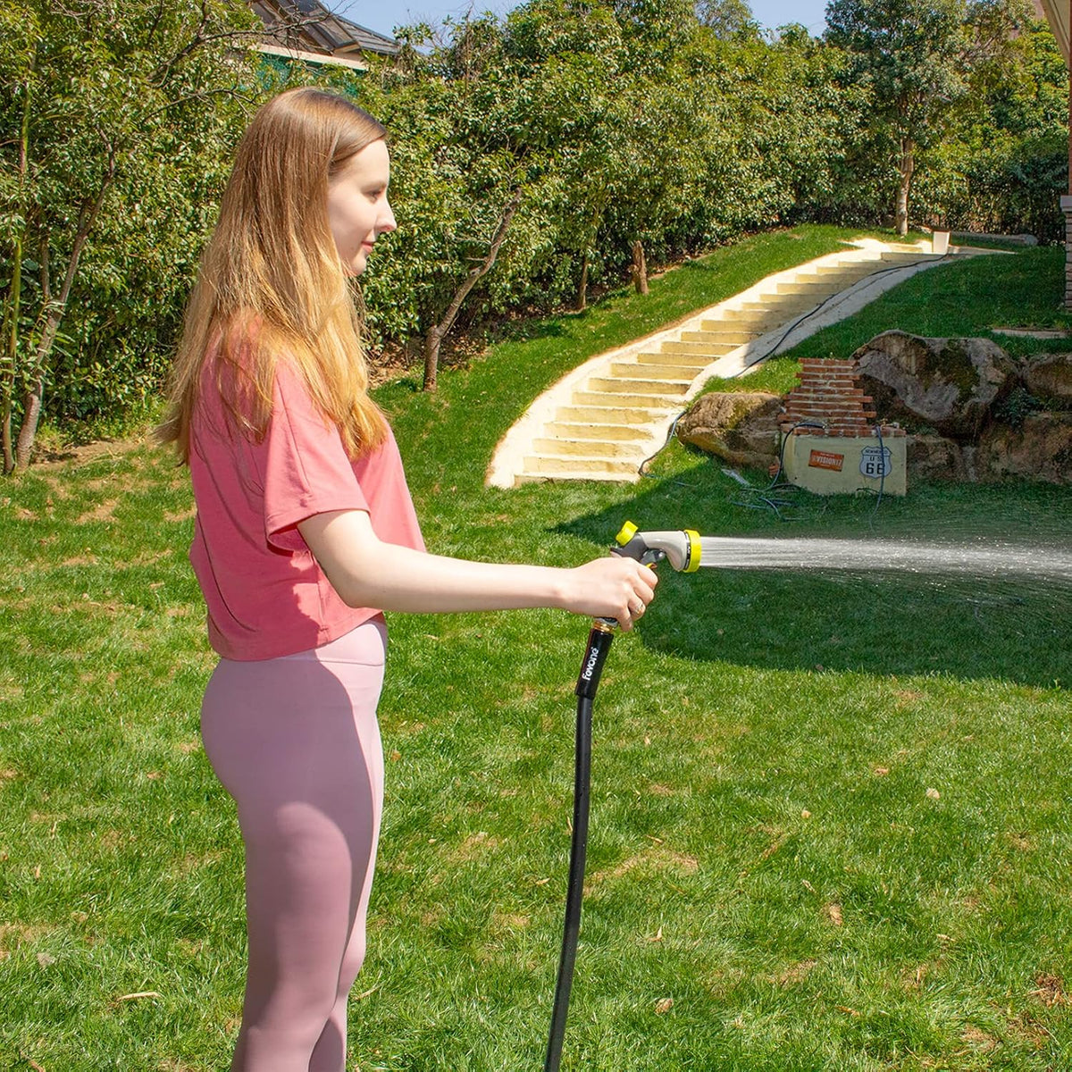 Fevone 75 ft x 5/8" Heavy Duty Garden Hose, Kink-Free Hybrid Polymer Water Hose, Lightweight Outdoor Hose with 3/4" Brass Fittings, Leak-Free Connection, All Weather Flexible