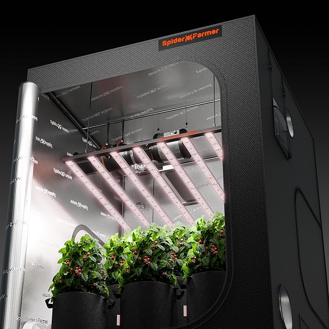 Spider Farmer SE1000W LED Grow Lights 1000w, Samsung LM301H EVO Diodes, 2025 Upgraded Remote App Control, 5x5ft Coverage Dimmable Daisy Chain Bar Style Commercial LED Growing Lamp, Vertical Farming