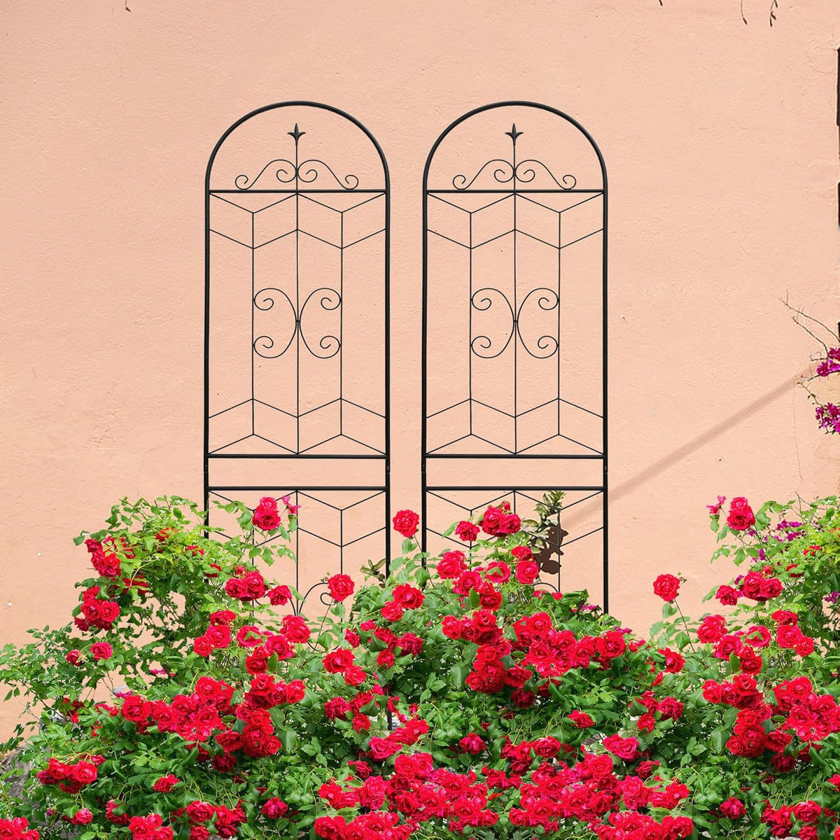 2 Pack 87x20in Garden Trellises with Black Metal Coating, Trellis for Climbing Plants Outdoor, Roses, Vines, Flowers, and Vegetables.