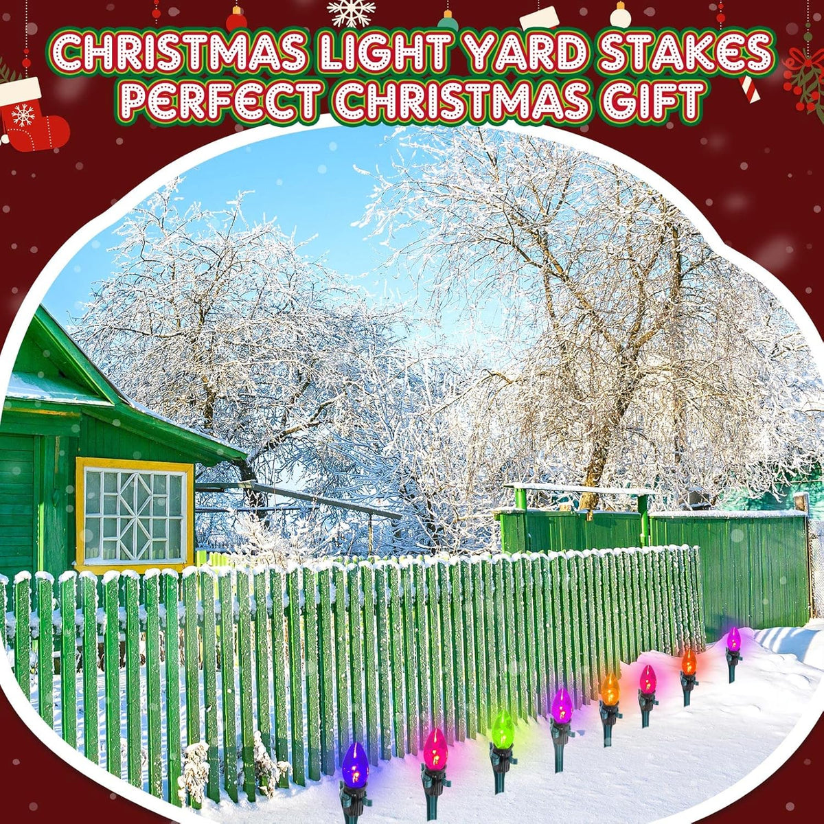 Jetec 150 Pieces Christmas Light Stakes Universal Yard Lawn Holiday 7.5 Inches Light Ground Stakes for C7 C9 String Lights Christmas Outdoor Lights Holders on Yards, Driveways (Green)