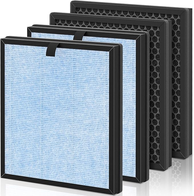 AP303 AP304 Replacement Filters, Compatible with DAYETTE & FRESHDEW Air Purifier AP303/AP304, H14 HEPA Filter with Activated Carbon, 4 Pack (Wildfire Filter)