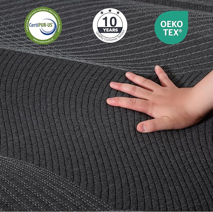 Full Mattress 8 Inch Charcoal Gel Memory Foam in a Box, CertiPUR-US Certified, Fiberglass Free, Cooling Double Mattress, Made in The USA of US Foam, 75" × 54" × 8", Medium