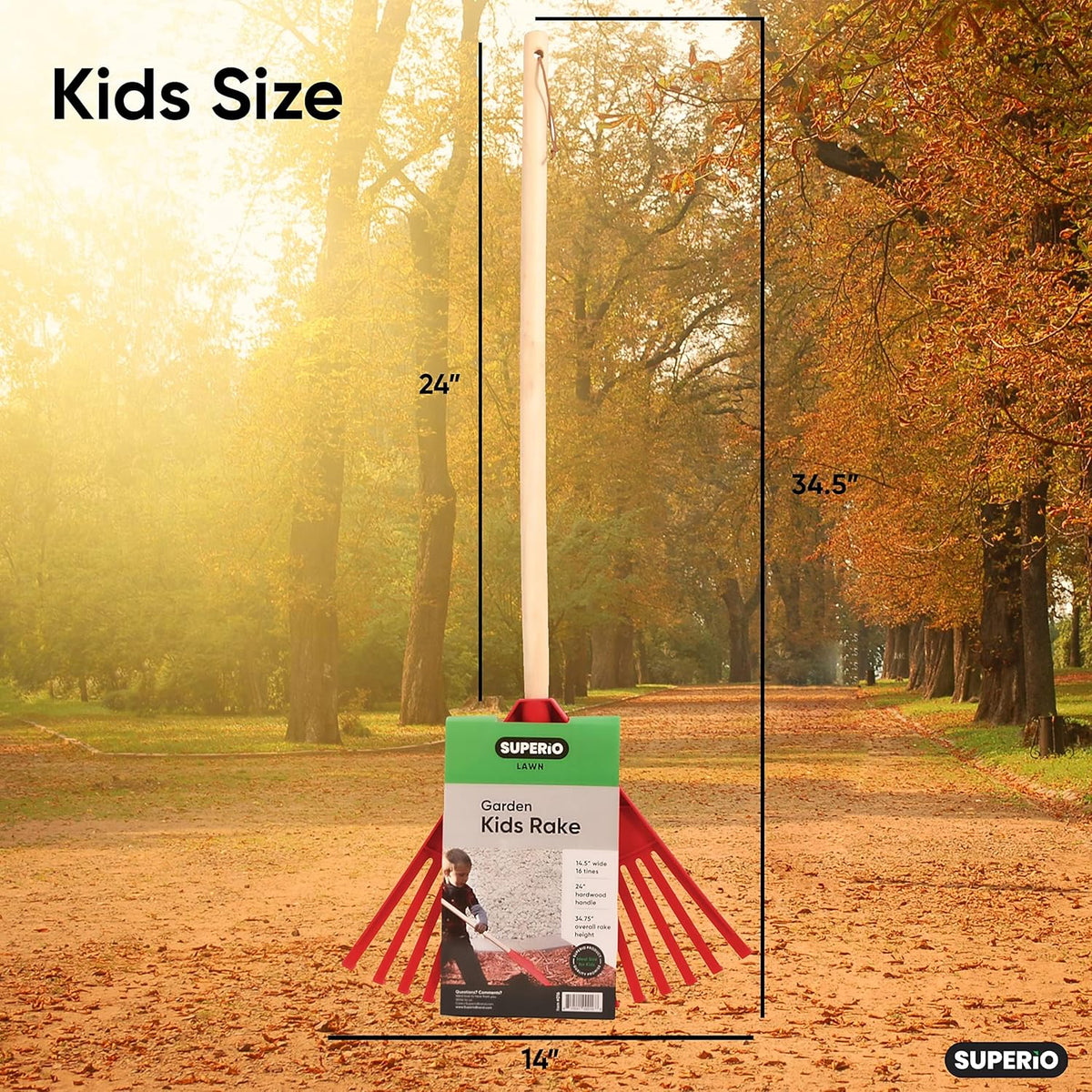 Superio Red Kid Rake - Fun and Functional Gardening Tool for Children, 3-Pack