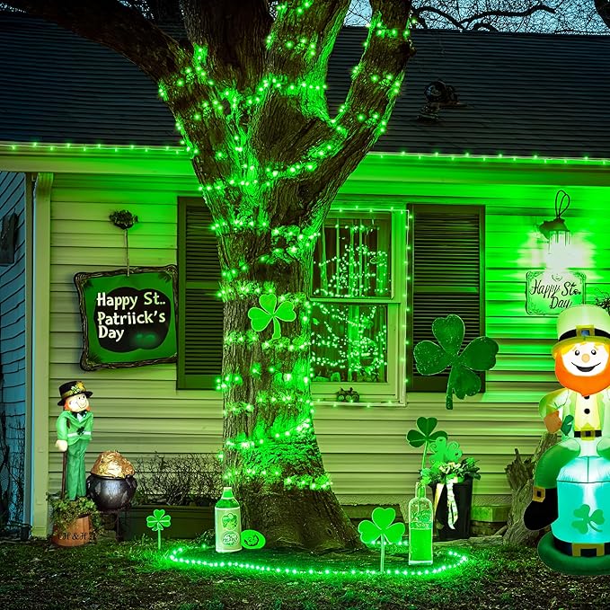 JMEXSUSS 500 LED Green Christmas String Lights Indoor Outdoor, 8 Modes 163 FT Green Halloween Lights Plug-in Clear Wire, Remote Control Christmas Tree Light for Tree Party Halloween