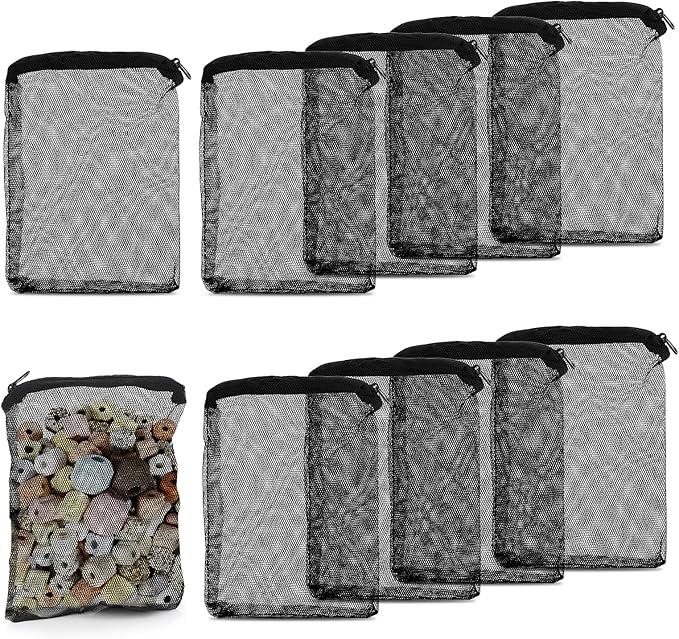 10Pcs Media Bags for Aquarium Fine Mesh Bag Aquarium Filter Media Bags with Plastic Zipper Suitable for Activated Carbon, Filter Stones, Ceramic Rings(Black)