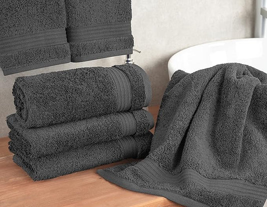 Cotton Paradise Hand Towels for Bathroom, 100% Cotton Turkish 4 Piece Hand Towel Set, Soft Absorbent Face Towels, Dark Gray Hand Towels