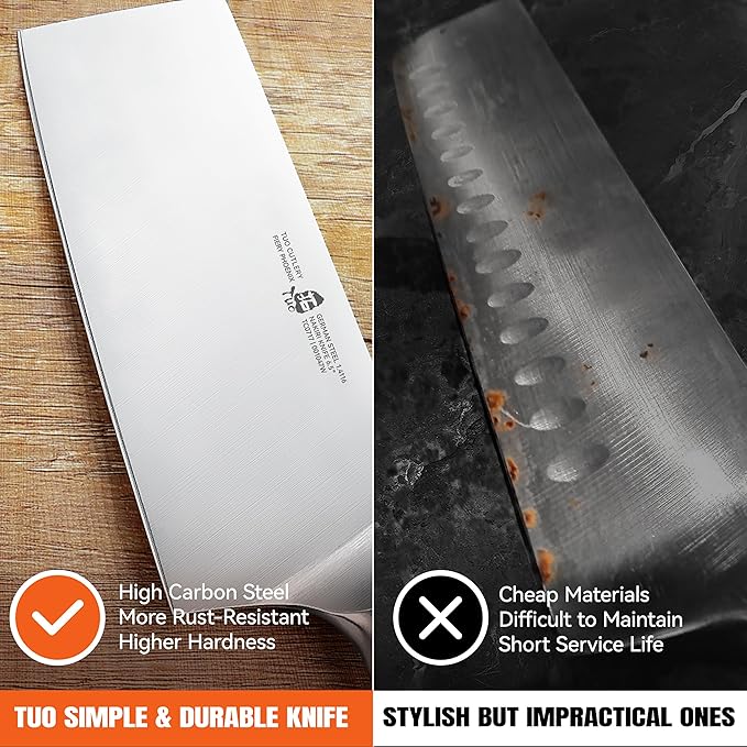 TUO Nakiri Knife 6.5" Vegetable Cleaver, Japanese Chef Knife for Kitchen Vegetable Chopping, German High Carbon Stainless Steel, Ergo Pakkawood Handle