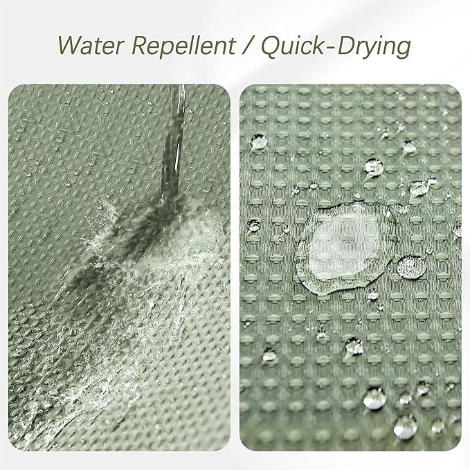 Sage Green Shower Curtain for Bathroom Waffle Textured Heavy Duty 78 Inch Shower Curtain Set for Bathroom, Water Repellent 256GSM Neutral Fabric Shower Curtains with 12 Metal Hooks, 72Wx78H