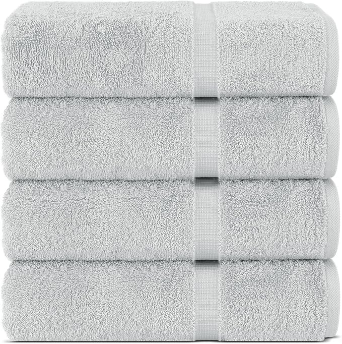 Chakir Turkish Linens |Hotel & Spa Quality 100% Cotton Premium Turkish Towels | Soft & Absorbent (Silver Gray, Bath Towel - Set of 4)