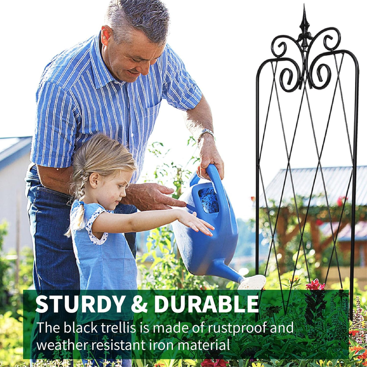 2 Pack 71" H x15 W Trellis,Black Garden Trellis for Climbing Plants Outdoor Metal Frame Sturdy Trellis for Rose