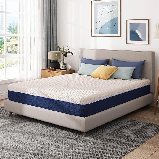 10 Inch Queen Gel Cooling Memory Foam Mattress, Pressure Relief, Medium Firm Support,Mattress in a Box, CertiPUR-US Certified