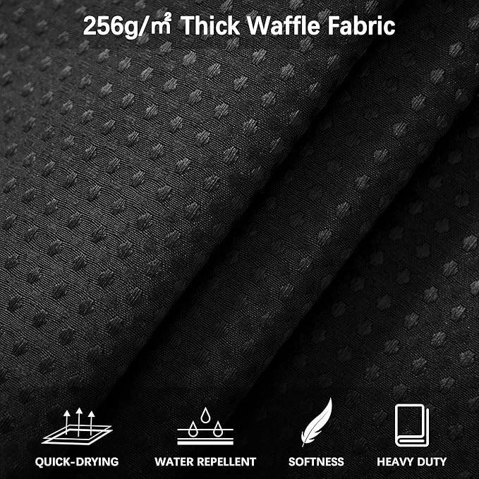 84 inch Long Waffle Textured Fabric Shower Curtains, 256GSM Heavy Duty Weighted Shower Curtains, Hotel Quality Luxury Polyester Bathroom Curtain with 12 Hooks, 72Wx84H