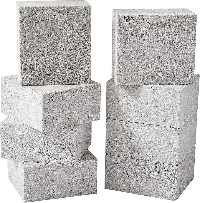 Heavy Duty, Non-Toxic Grey Grill Brick Cleaner 8 Pack. Reusable Chemical Free BBQ Pumice Cleaning Block for Flattops, Grills and Griddles. Non Scratch Grillstone is the Perfect Barbecue Scouring Tool