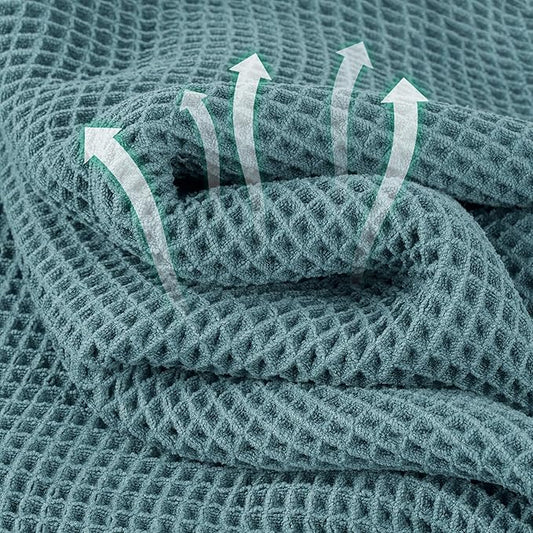 Microfiber Waffle Bath Towels, 4 Pieces, Soft, Absorbent, Fast Drying, Lint Free (Green)