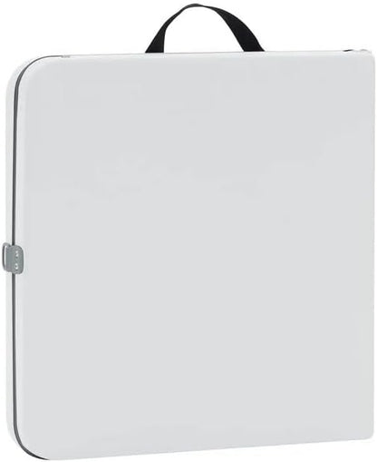 White 40" L x 20" W Plastic Adjustable Height Fold-in-Half Folding Table