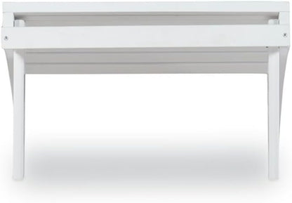 Outdoor Ottoman, Solid Wood and Acacia, White Finish, 21.6" W x 21.06" D x 13.7" H, Sturdy Transitional Patio Footrest, Ideal for Adirondack Chair or Outdoor Furniture Use