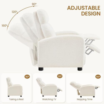 Yaheetech Recliner Chair with 3 Adjustable Angles Living Room Chairs Ivory