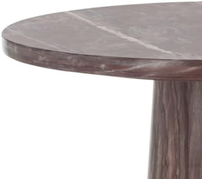 SAFAVIEH Furniture - Valentia Tall Marble Accent Table - Maroon - Marble Top - Glam Stone Pedestal Design - Ideal for Living Room, Entryway, Dining Room, 20.5" W x 20.5" D x 23.5" H (SFV9703E)