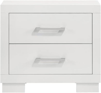 2 Drawers MDF Nightstand in Cream White Finish ﻿,for Small Spaces